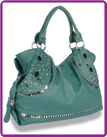 Stud and Gem Accented Large Fashion Handbag