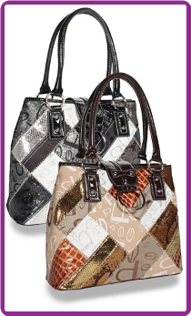 Signature Patchwork Dual Compartment Tall Tote Handbag