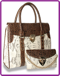 Snakeskin Embossed Classic Handbag