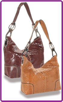 Snakeskin Textured Hobo Handbag